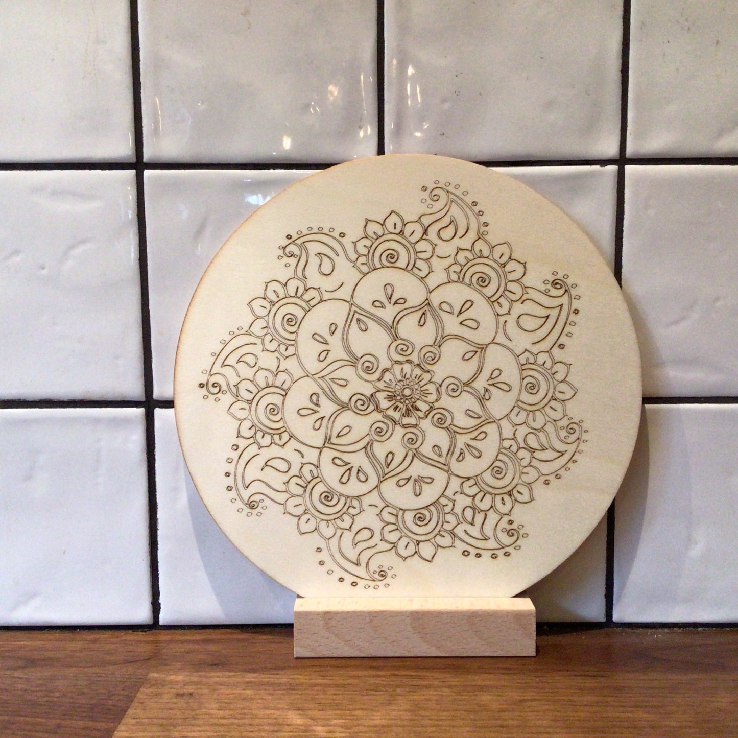 Houten kleurplaat Mandala 1