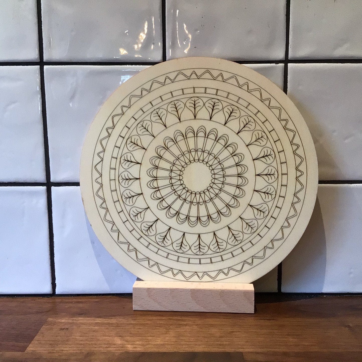 Houten kleurplaat mandala 2