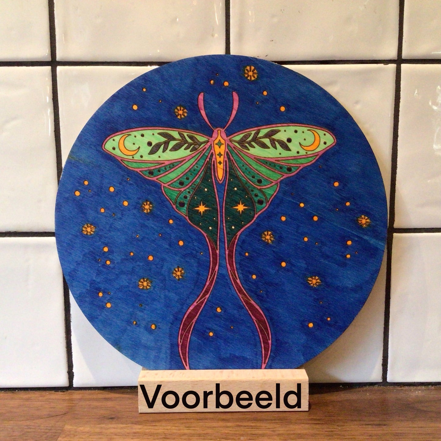 Houten kleurplaat boho