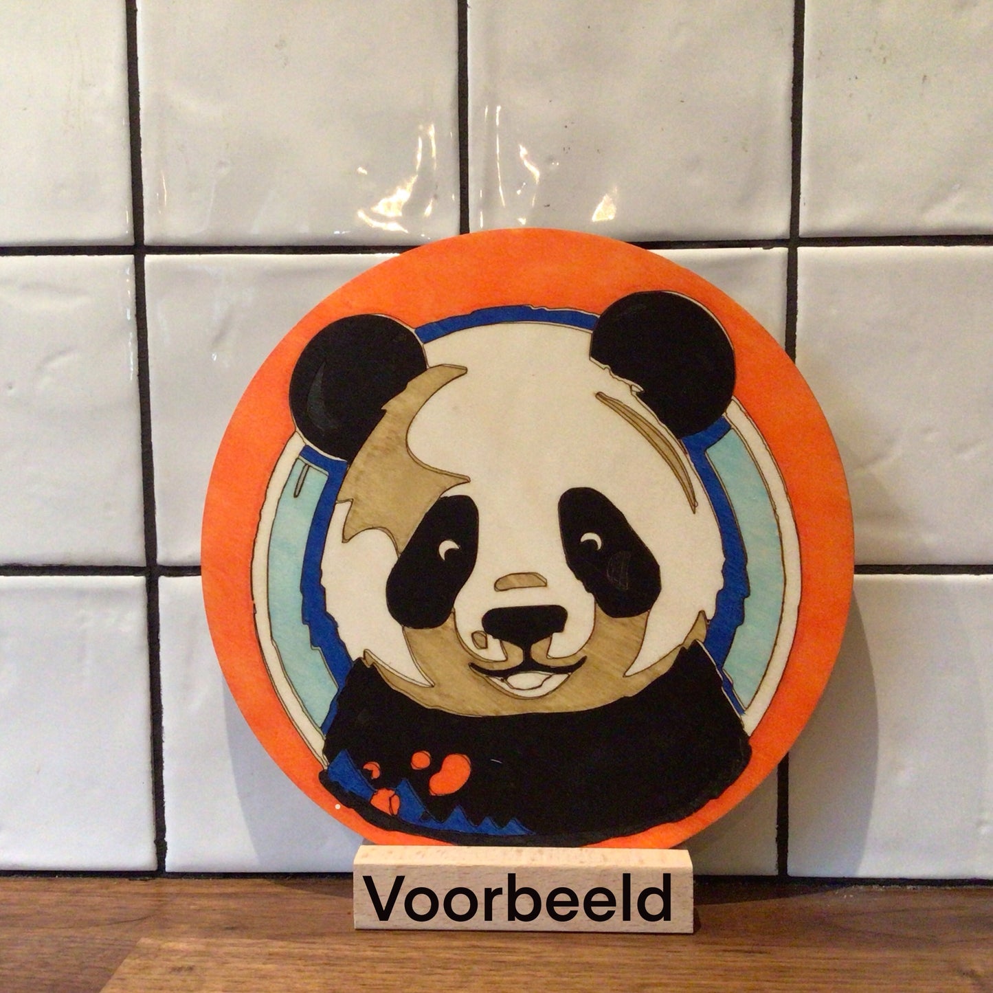 Houten kleurplaat Panda