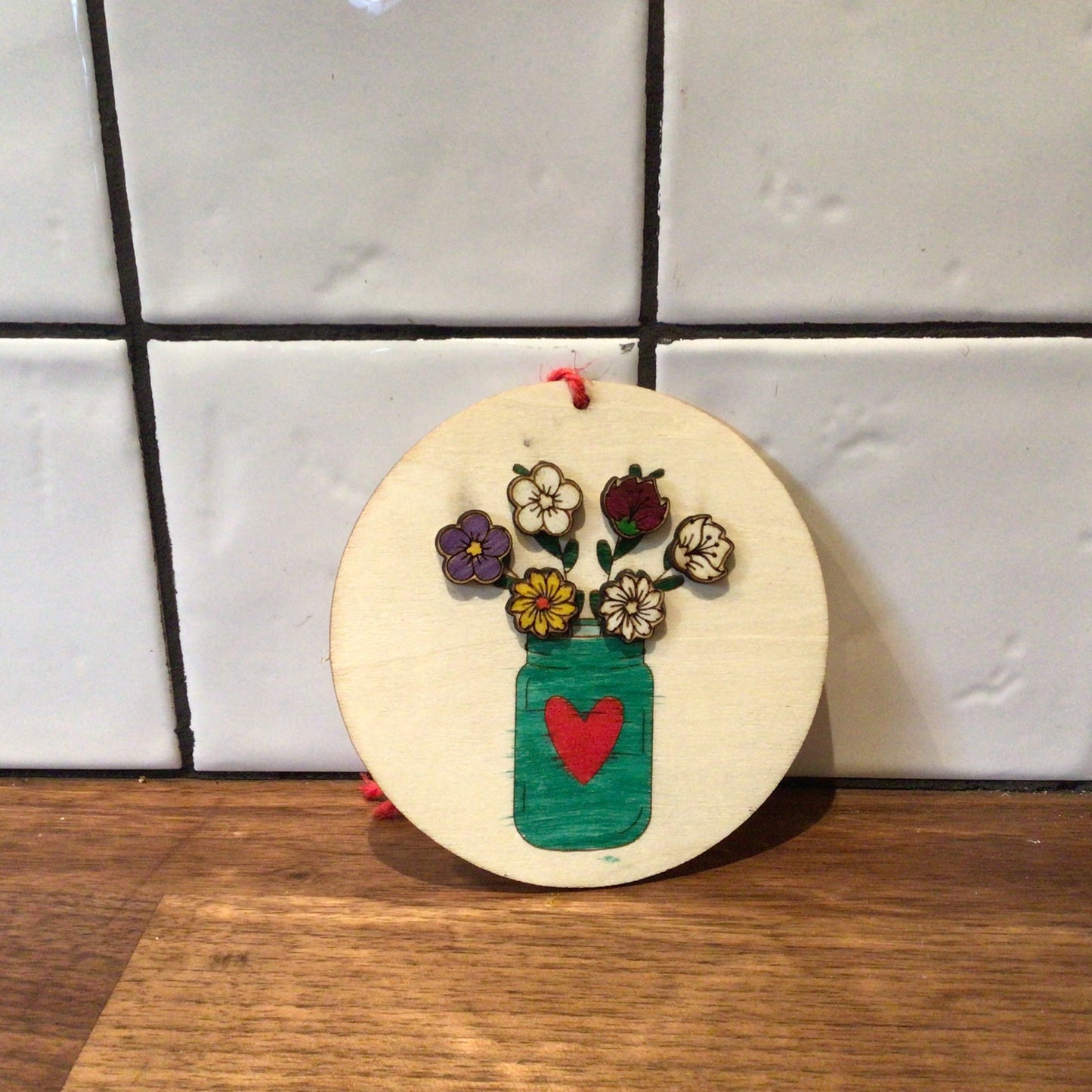 Houten oorbellen-bloemen set van 3 oorbellen