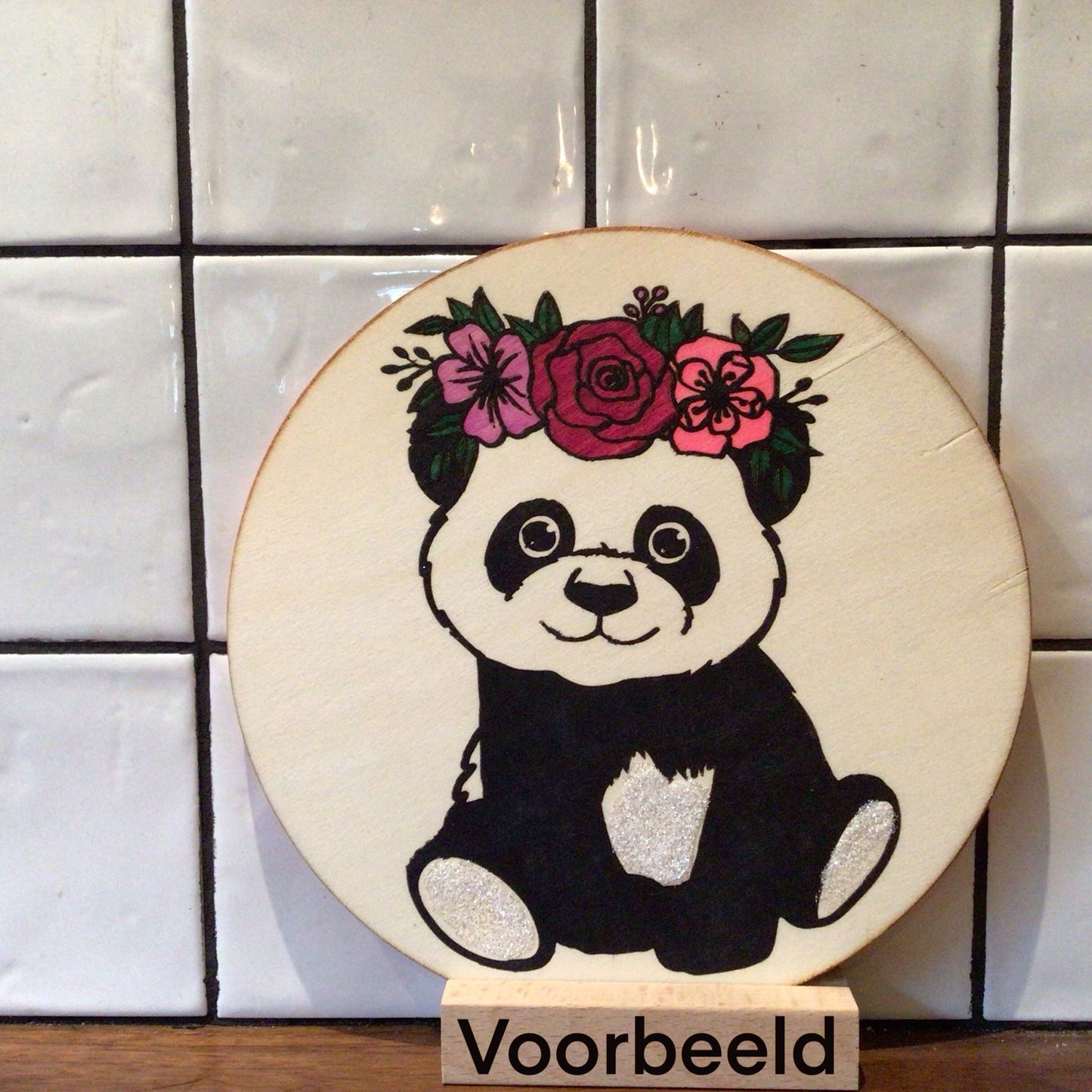 Houten kleurplaat Panda