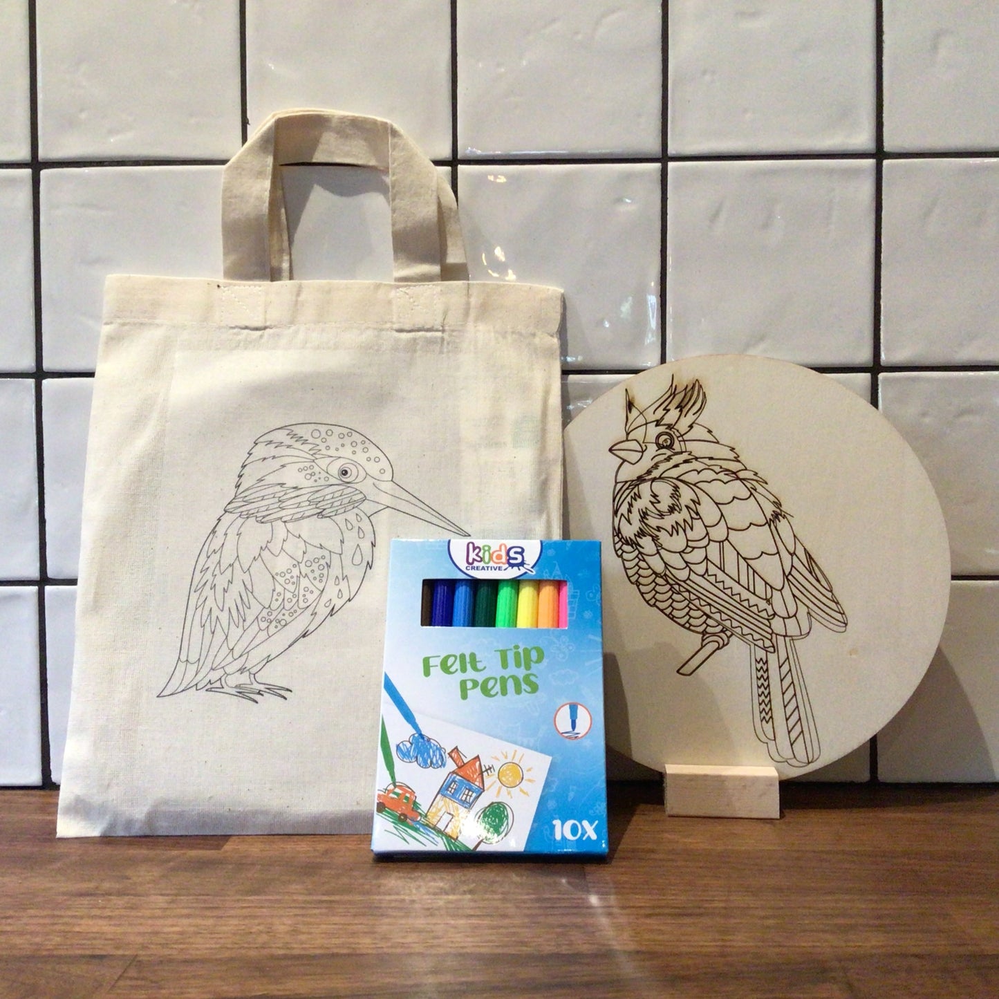 Houten kleurplaat ijsvogel
