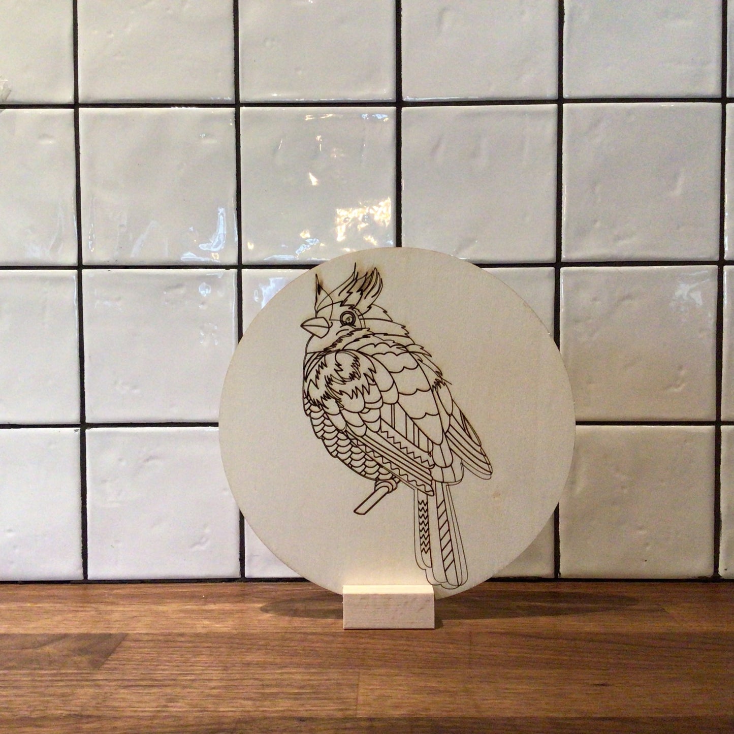 Houten kleurplaat ijsvogel