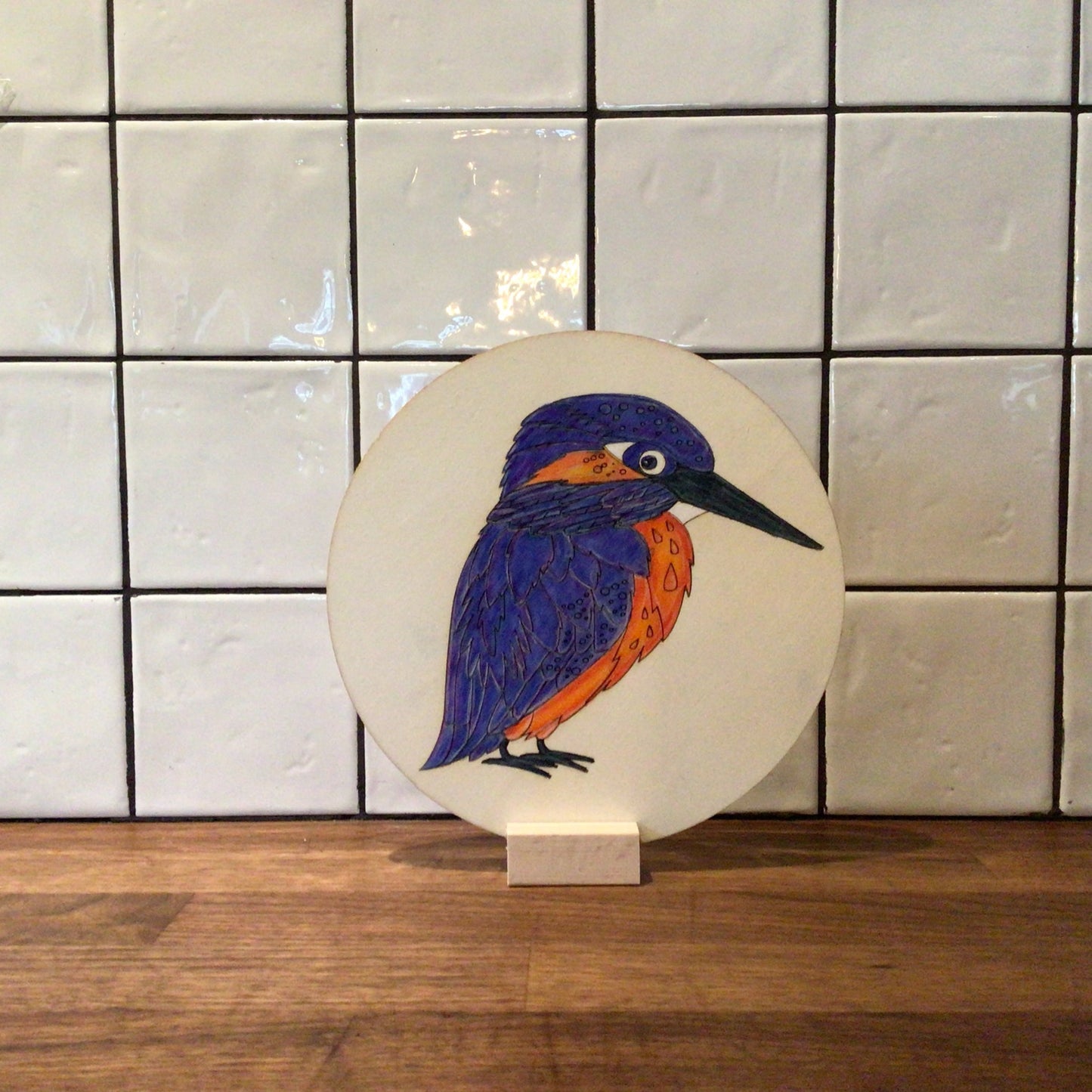 Houten kleurplaat ijsvogel